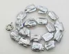 Kedjor sötvatten pärla återfödda keshi grå avlång 23-28mm halsband 18 "36"