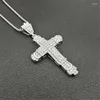 Pendant Necklaces Religious Fashion Christian Cross Necklace For Couples Inlaid Aaazircon Charm Party Jewelry Wholesale