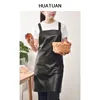 Aprons PU Leather Apron Waterproof Nordic Fashion with Pocket Oil proof Work kitchen Cooking Paiting for Men Women Cleaning Tools 230307