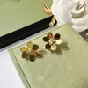 Backs Earrings Top Brand Clip 3 Gold Tone Micro Inlay Zircon CZ Delicate Flower For Women Wedding Jewelry