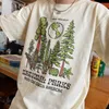 Camiseta feminina Parques de verão Plantas de projeto imprimindo camisetas de estilo retrô t UNISSISEX MANAGEM CURTO CHANHE