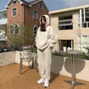 Herrtröjor tröjor Bomull Casual Sports Suit Suit Autumn Winter Korean Loose and Sweatpants Two Piece Set Hooded Trend 230306
