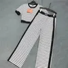 Women's Plus Size Tracksuits designer Women Striped Tops Pants Sports Suits Fashion Letter Webbing T Shirts Sweatpants Casual Clothing Sets GLT0