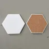 Creative Hexagon Ceramic Cork Coaster for Wooden Table Home Ceramics Cup Cupt Mat Rra0102