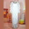 Ethnic Clothing White Lace Ladies Clothes O-Neck Batwing Sleeve Party Club Dress 2023 Plus Size African Dresses For Women Long Maxi