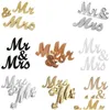 Decorazioni di nozze Lettere Mr Mrs Top in legno Cartello da tavolo Decorazioni regalo P O Puntelli per stand Consegna a domicilio Forniture per eventi per feste Dhtcf