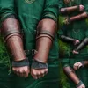 Fingerless Gloves Arrivals Men Faux Leather Sleeve Arm Band LaceUp Gauntlet Wide Bracer Protective or Cuff Steampunk Cosplay 230307