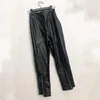 Women's Pants s Biker Genuine Leather Office Ladies High Waist Skinny Elastic Ankle Length Fashion Zipper Pencil Trousers For Women 230306