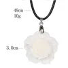 Pendentif Colliers 3D Trois Couches Rose Fleur Naturel Blanc Nacre Coquille Chanceux Pétales Collier Femme Charme Chandail Chaîne Bijoux