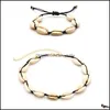 Armband halsband handgjorda sommarstrandskal conch svart veet rep set bohemian och armband smycken kvinnliga droppleveranser dh8m4