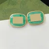 Boucles d'Oreilles Femme Turquoise Breloque Ovale Plump avec Bordure Dorée Lady Generous Elegant Temperament Jewelry