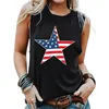 Damen-Tanks, schwarzes, elegantes Hemd, Damen, Sommer, Unabhängigkeitstag, ärmellos, Rundhalsausschnitt, bedruckt, Tanktops, lässiges T-Top, Übergröße