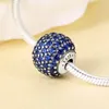 925 Sterling Silver Essence Peace & Blue Pave CZ Bead Only Fits European Jewelry Pandora Essence Style Charm Bracelets