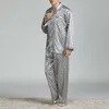 Pijama de seda masculina de roupas de dormir masculina define pijamas de pijamas, estilo de sono, estilo moderno de seda camisola de seda caseira de cetim de cetim de pijama de dormir suave 230307