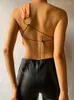 Damestanks sexy halter tops vrouwen modekleding skew kraag y2k accessoires veter bodycone ropa de mujer patchwork mini corset