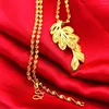 Choker Klassische 24K Gold Anhänger Halsketten Feder Halskette Pullover Kette Statement Schmuck Für Frauen Blatt Chocker