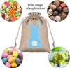 24pcs/set Easter Burlap Bags Cute Rabbit Bag Funny Bunny Egg Collection Bunches Candy Packaging Small Gift Pouch With Drawstring For Party Favor RRA