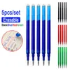 Gelpennor 07mm 05mm Erasable Pen Refill Slide Press Washable Handle Blue Black 8 Color Ink Stationery Rods Dractable Erasable Gel Pennor J230306