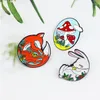 Brooches Oval Red Mushroom Enamel Brooch Flower Leaf Plant Lapel Pin Round Animals Huddle Together Cartoon Fun Badge