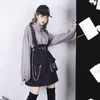 Casual Dresses QWEEK Gothic Punk Mini Dress Women Streetwear Spring 2023 Fashion Goth Harajuku Egirl Long Sleeve Korean Style Kpop