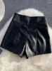 Women's Shorts PU Leather Women Spring 2023 Korean Style High Waist Single Breasted Black Slim Female Casual Short Trousers