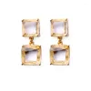 BALANBIU – boucles d'oreilles carrées en verre Transparent pour femmes, cadeaux de noël, couleur or, bijoux à la mode, vente en gros