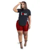 Calças de duas peças femininas zoctuo 2 terno de duas peças Houndstooth Red Checked Plaid Printing Shorts Conjuntos de calças de 2 peças femininas