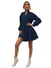 Casual Dresses Women's Pleated Skirt Solid V-neck Lantern Long Sleeve Dress Summer Sexy Loose High Waist Holiday Beach