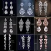 Ear Cuff Luxury Cubic Zirconia Wedding Women Dingle Earrings For Brides Long Drop Earrings Evening Party Costume Jewelry Accessories 230306