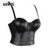 Débardeurs pour femmes Camis Aonve Femmes Été Sexy Top PU Cuir Festival Vêtements Tops Bralette Cropped Top Femme Punk Goth Clubwear Noir Rouge Plus La Taille 230307