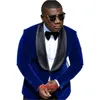 Men's Suits Handsome Velveteen Groomsmen Shawl Lapel Groom Tuxedos Men Wedding/Prom Blazer ( Jacket Pants Tie) B571