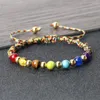 Strang 6MM 7 Chakra Heilung Nylonfaden geflochtenes Armband Kupferperlen Spacer Paar ArmbandArmreifen Kette Schmuck Geschenk für Freund