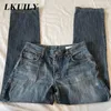 Damenjeans Vintage-Ästhetik Hohe Taille Damenmode Famale Kleidung Lässige gerade Hosen Denim Streetwear Bequeme Hose 230306