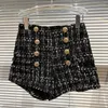 Women's Shorts HIGH STREET Est 2023 Fall Winter Designer Fashion Women's Lion Buttons Double Breasted Plaid Tweed