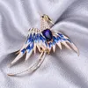 Brosches crystal phoenix fågel för kvinnor män 4-färg emalj flygande skönhet djurparti kontor kläder brosch stift gåvor
