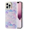 Colorful Electroplating Marble Phone Cases for iPhone 14 Plus 13 Pro Max 12 11 Shell Texture Pattern Hard PC Back Cover