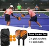 Tennisschläger, Pickle-Schläger-Set, Kombination aus 2 Schlägern, 4 Bälle, tragbar, leicht, Sportschläger, Damen und Herren, Schläger-Set für Outdoor, Strand, 230307