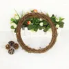 Flores decorativas natal rattan natural grinaldas ramificações de pinheiros coneds para suprimentos decorações de festas de porta de casa diy