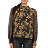 Women's Blouses & Shirts Stand Collar Floral Print Long Sleeve Lace For Women Elegant Female Spring Summer Tops Fashion Streetwear D30