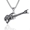 Pendentif Colliers Japonais Et Coréen Rock Squelette Guitare Rétro Personnalité Musicale Instrument Titane Acier Collier Garçons Bijoux