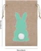 24pcs/set Easter Burlap Bags Cute Rabbit Bag Funny Bunny Egg Collection Bunches Candy Packaging Small Gift Pouch With Drawstring For Party Favor RRA