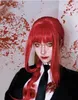 Anime Kostümler Anime Chainsaw Man Makima Cosplay Gel Siyah Hendek Gömlek Kravat Pantolon Makima Wig Uzun Işık Kırmızı Örgü Erkekler Kadınlar UYGULMASI Z0301