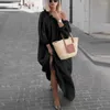 Casual Dresses 2023 Fashion Women's Long Sleeve Slash Neck Bohemian Women Solid Summer Beach Maxi Dress