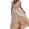 Casual Kleider Frauen Maxi Kleid 2023 Sommer Sexy Floral Kurzarm Taste Verband Boho Lose Party Lange Beachwear Vestidos