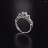 Ringos de cluster Fashion Moda 925 Sterling Silver Ring Clássico Casamento simulado de diamante simulado para mulheres tamanho 5/6/7/8/9/10