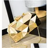 Сумочки кошельки геометрический маленький кроссовый кошелек для блюд для женщин модные вечерние сумки Sier Золотая свадебная сумочка с Long Me Dhuwg