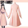 Anime kostuums yor vervalsing cosplay volwassen kinderen kinderen kinderen komen anime spionfamilie roze jurk suit outfit uniform z0301