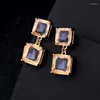 Stud Earrings BALANBIU Square Shape Transparent Glass Sparking For Women Christmas Gifts Gold Color Fashion Jewelry Wholesale