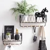 Dekorativa objekt Figurer Key Holder Mail Rack Entryway Helf Creative Simple Nordic smides järnnät Väggmontering Lagringskrokar Sorterare 230307