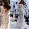 Stylish Bohemian Mermaid Lace Wedding Dresses V Neck Long Sleeves Bridal Gowns Sweep Train Plus Size Boho Vestido De Novia